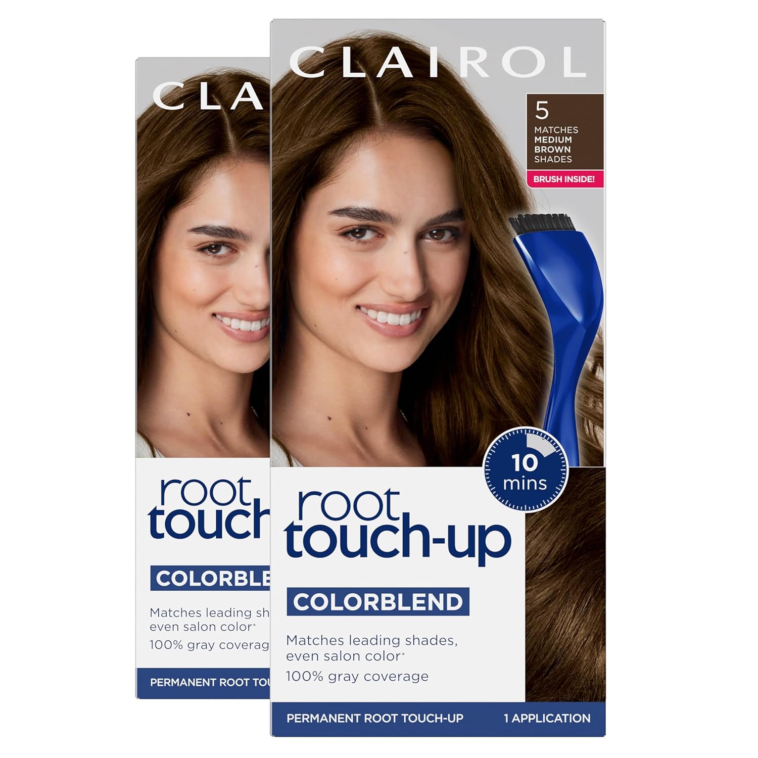Clairol Nice 'n Easy Root Touch-Up 5 Kit (Pack of 2), Matches Medium Brown Shades of Hair Coloring, Includes Precision Brush Applicator Tool