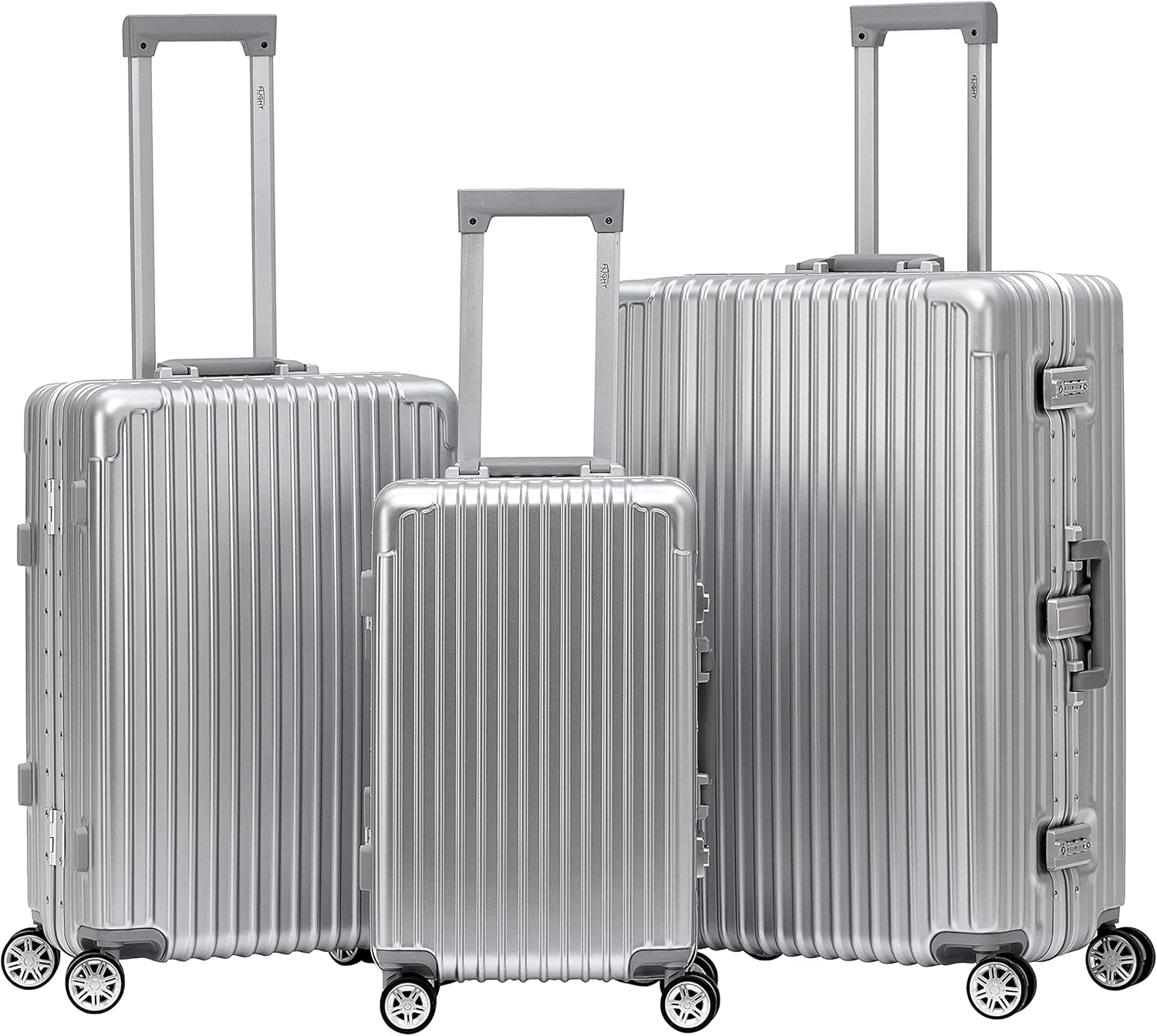 Flight Knight Premium Travel Suitcase - 8 Spinner Wheels - Built-in Side Lock Lightweight Aluminium Frame, ABS Hard Shell Carry on Check in Luggage Highly Durable - Approved for Over 100 Airlines