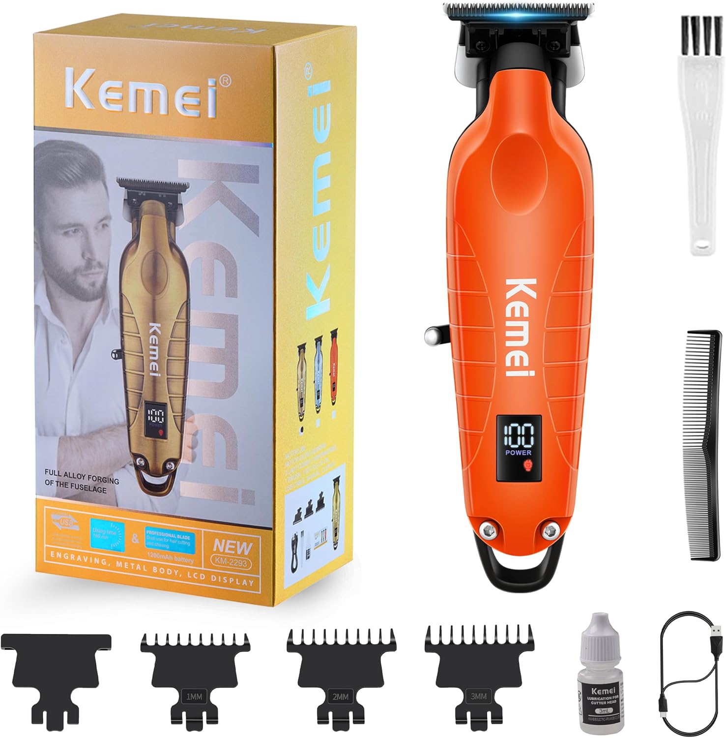 KEMEI 2293 Hair/Beard Trimmer for Men Zero Gapped Hair Clippers for Barbers