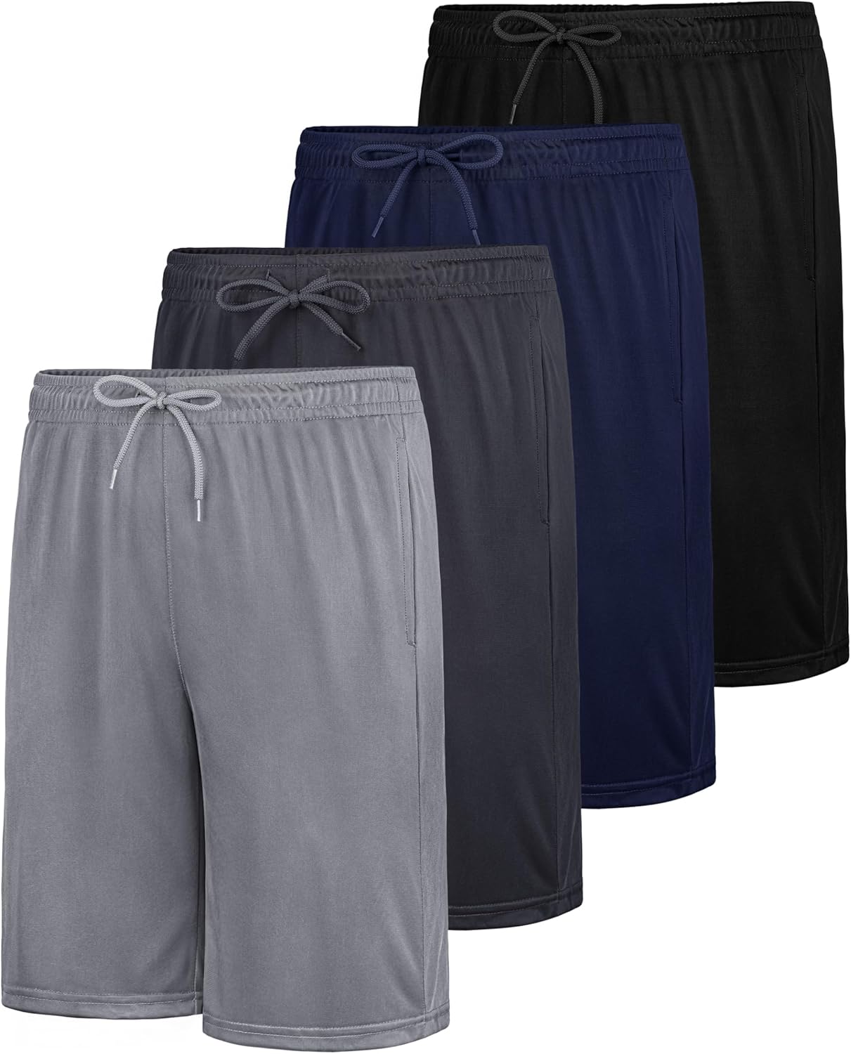 4 Pack Boys Athletic Shorts with Pockets Kids Basketball Youth Quick Dry Active Performance Sports Boys Shorts