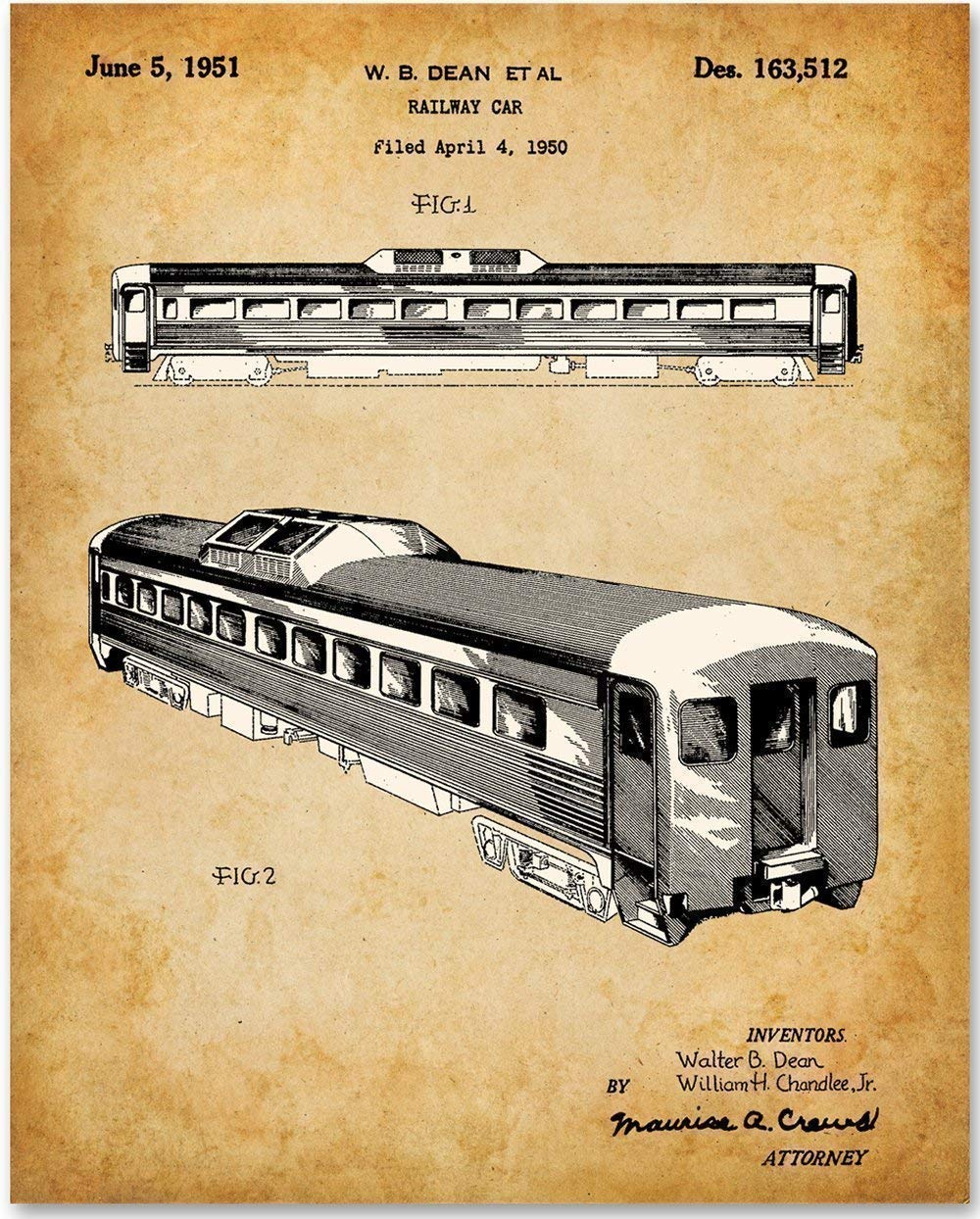 Passenger Railway Railroad Car Patent - Classic Train Decor, Locomotive Rail Transport Wall Display, Vintage Gift for Train Operators and Railway Engineers, 11x14 Unframed Patent Print Poster