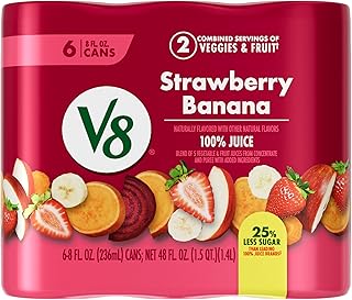 V8 Strawberry Banana 100% Fruit and Vegetable Juice, 8 fl oz Can (6 Pack)