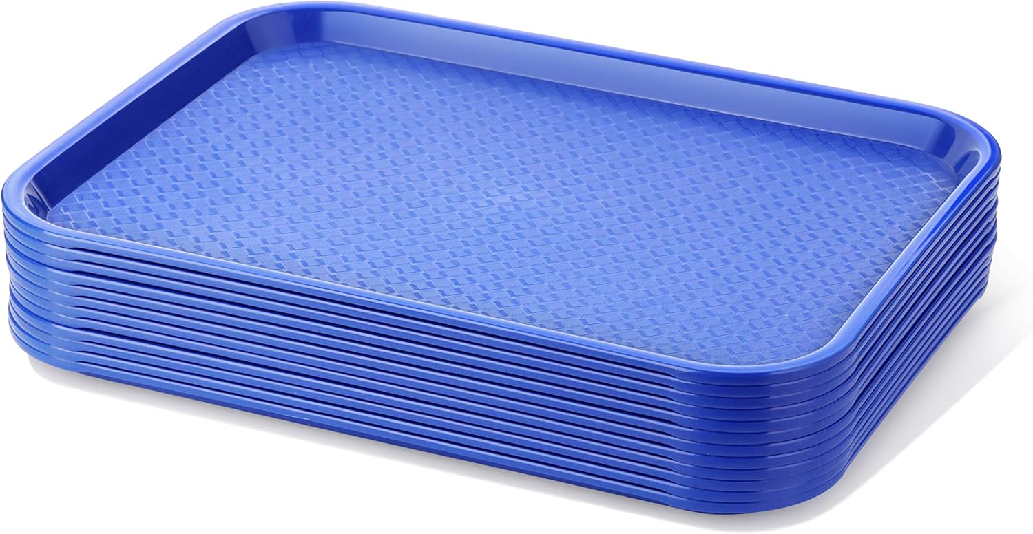 New Star Foodservice 24364 Blue Plastic Fast Food Tray, 10 by 14 Inch, Set of 12