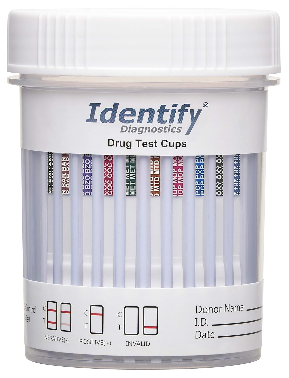 Identify Diagnostics Drug Test Cups | 5 Pack | 10 Panel CLIA Waived Instant Urine Drug Test Kit for AMP,BAR,BZO,COC,MET,MOP|OPI,MTD,OXY,PCP,THC