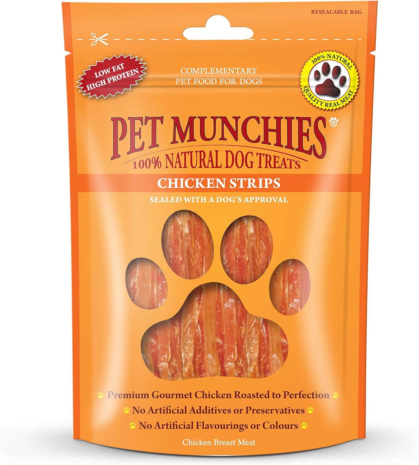 Pet Munchies Chicken Strips Dog Treats, Premium Dog Chews with Natural Real Meat, Low in Fat and High in Protein 90g