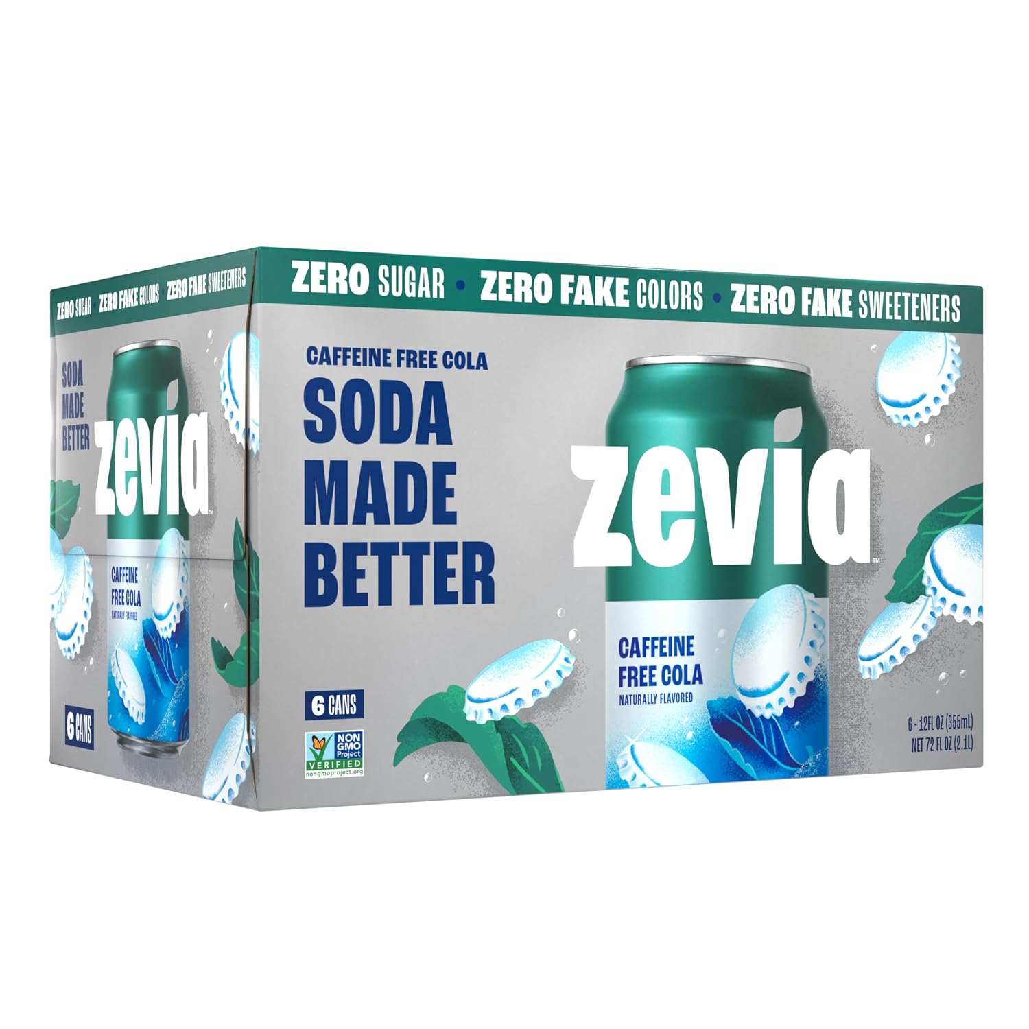 Zevia Zero Calorie Soda, Caffeine Free Cola, 12 fl oz Cans (Pack of 6)