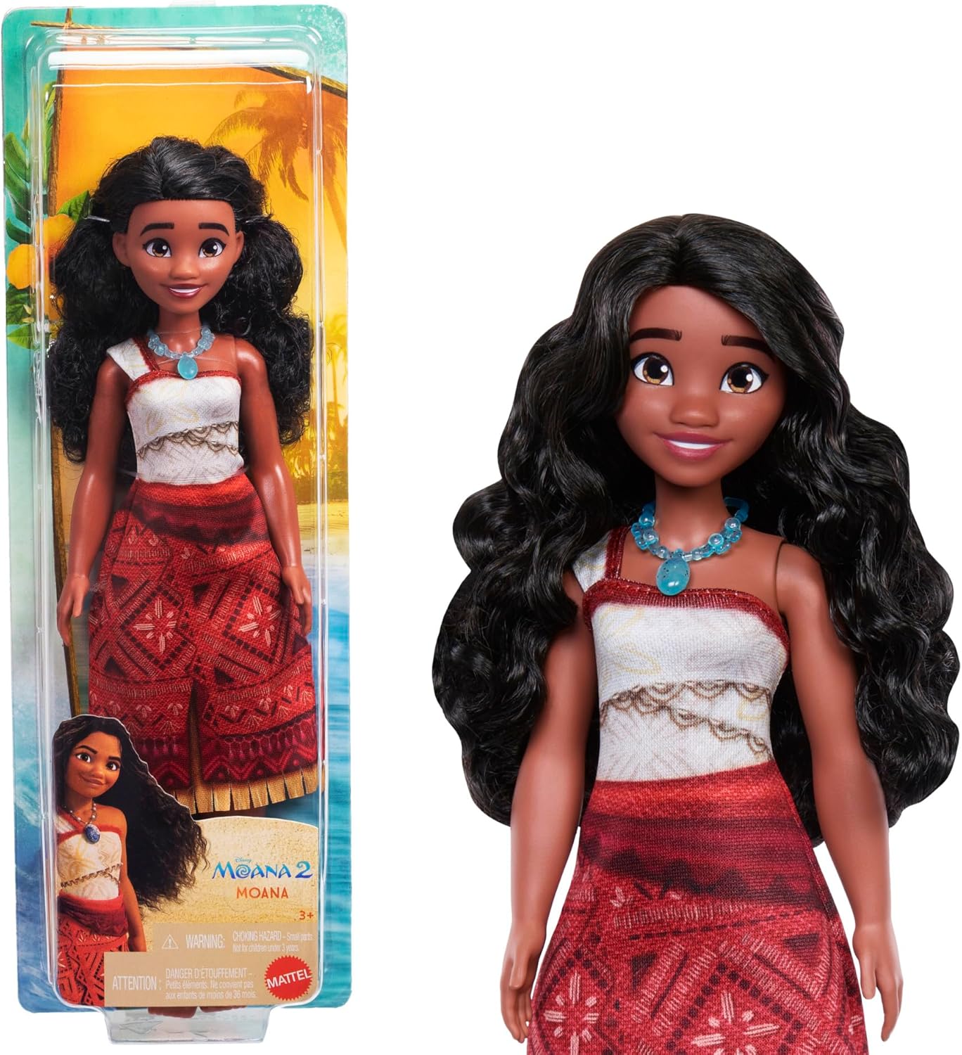 Mattel Disney Moana 2 Fashion Doll with 2 Accessories, Removable Outfit with Necklace & Anklet, Inspired by the Movie, JBT33