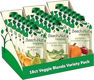 Beech-Nut Baby Food Pouches Variety Pack, Veggie Purees, 3.5 oz (18 Pack)