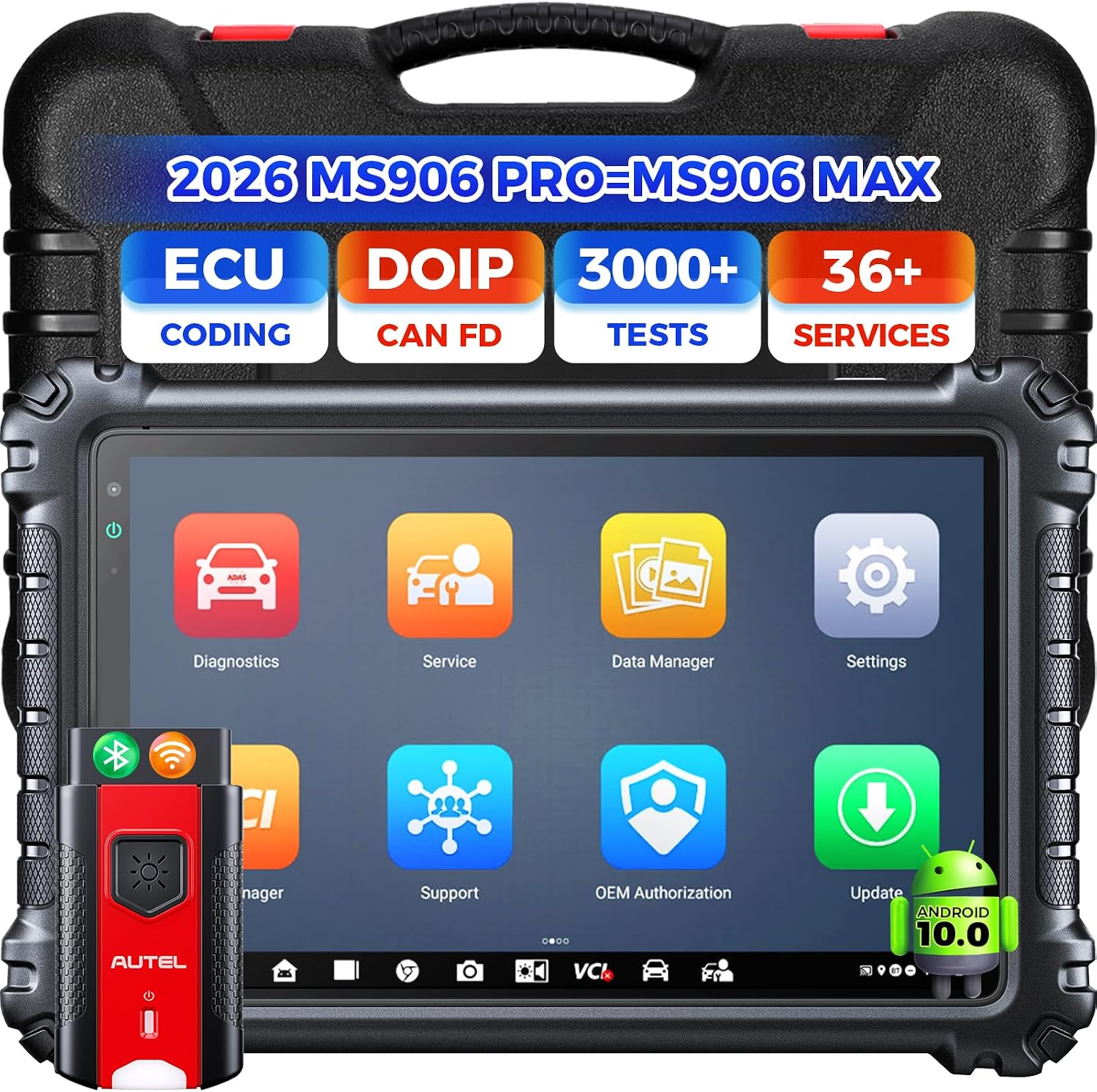 Autel MaxiSys MS906 PRO Scanner, 2026 MS906Pro Works as MS906MAX w/Top ECU | Elite 2.0 of MS906BT MP900BT MP900 MS908S, Bidirectional 3K+ Test, OE All System, CAN FD DoIP, 36+ Service, AutoScan 2.0, FCA
