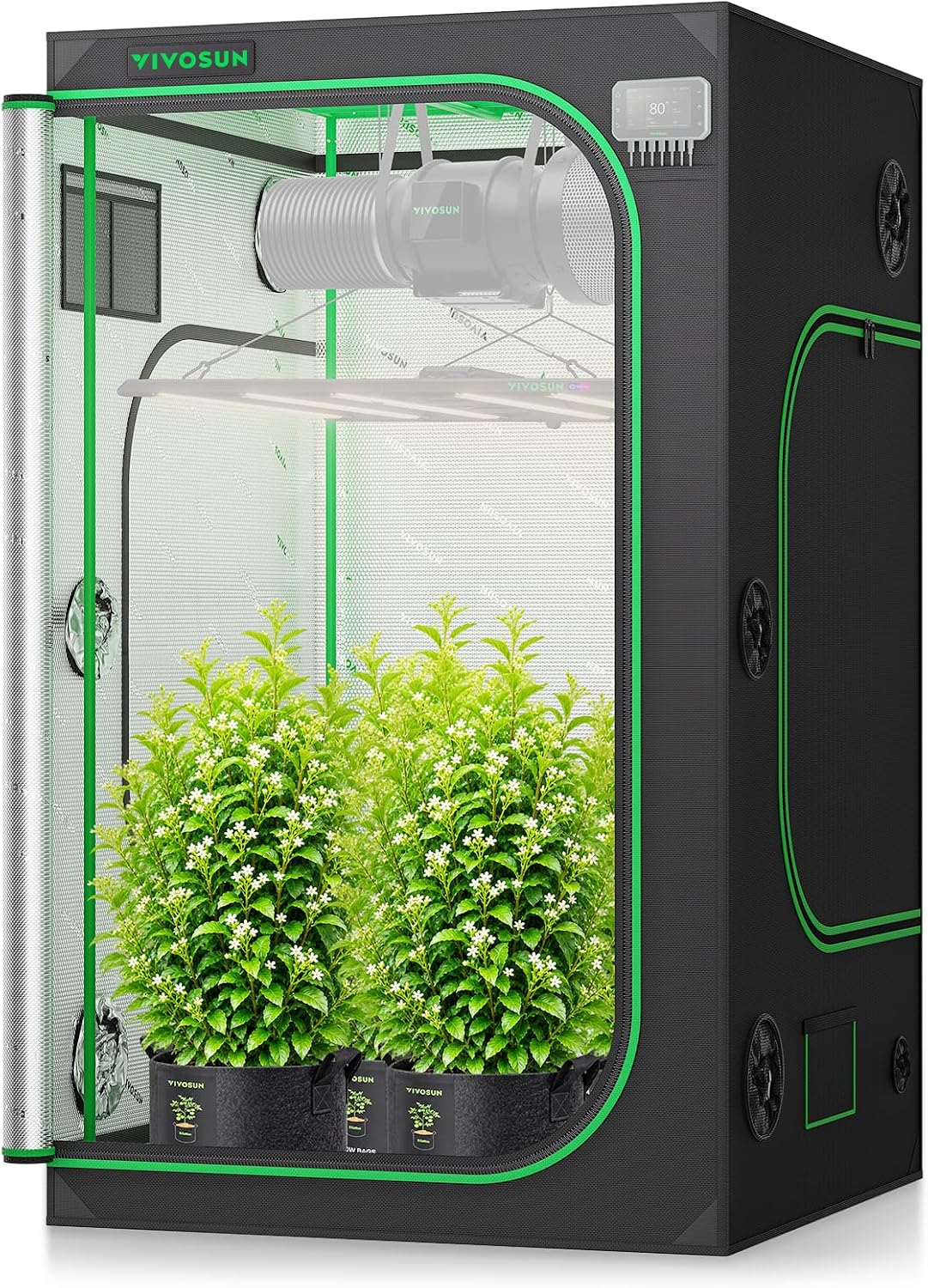 VIVOSUN S448 4x4 Grow Tent 48"x48"x80" Mylar Tent for Indoor Plants
