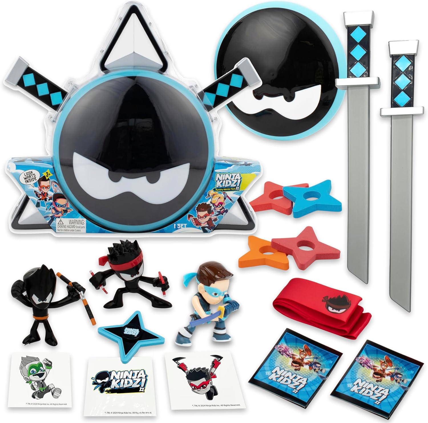 Ninja Kidz 4531 Mystery Warrior Pack with 18 Exciting Toys to Discover Inside, Officially Licensed Merch, Cartoon, Multicolour