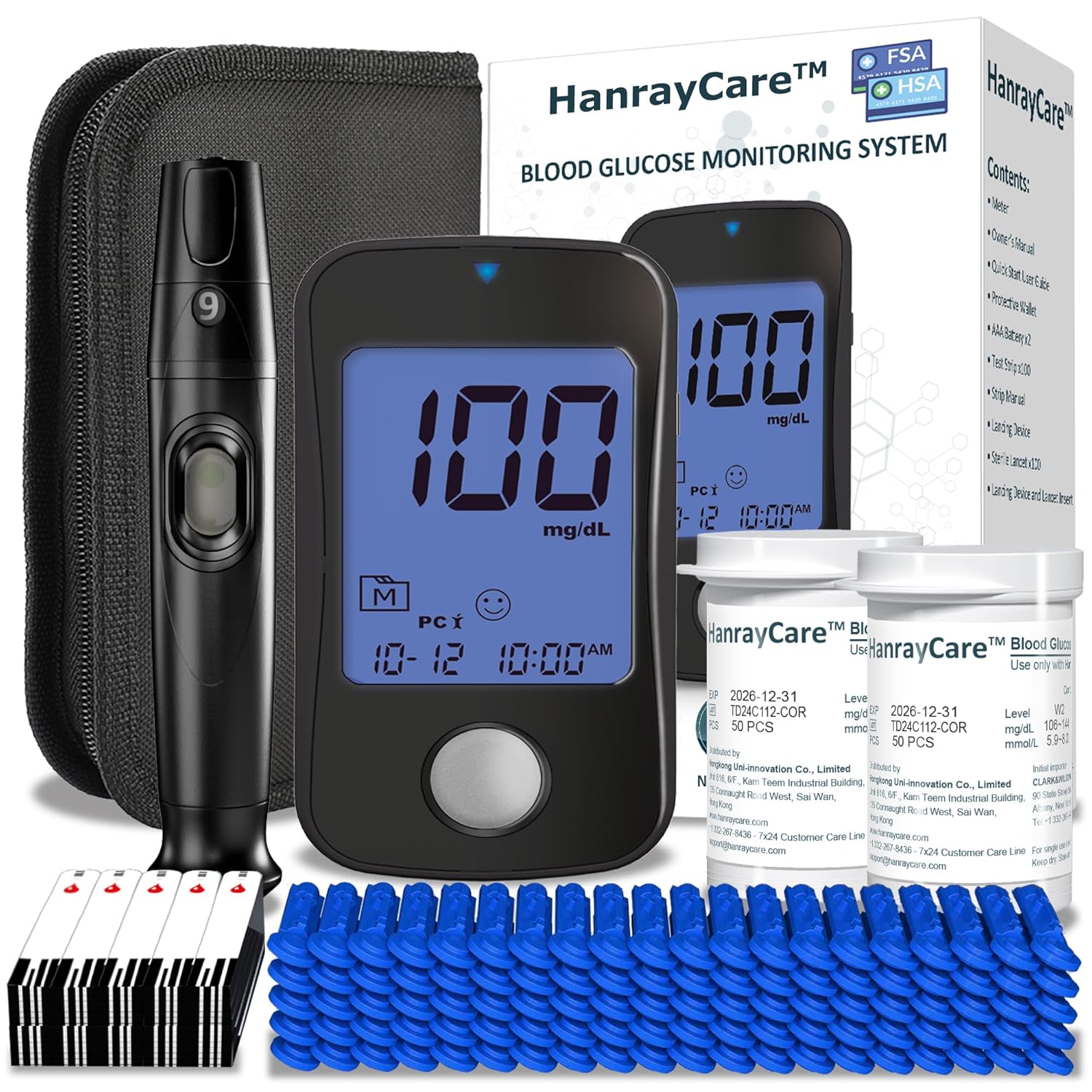 TD-4125 Superior to Most Blood Glucose Monitor Kit-No Coding, 100 Test Strips &Lancets, Accurate&Easy to Use, Larger Backlight Screen, Patented 2+2 Bio-Tech,Diabetes Testing Kit for Seniors