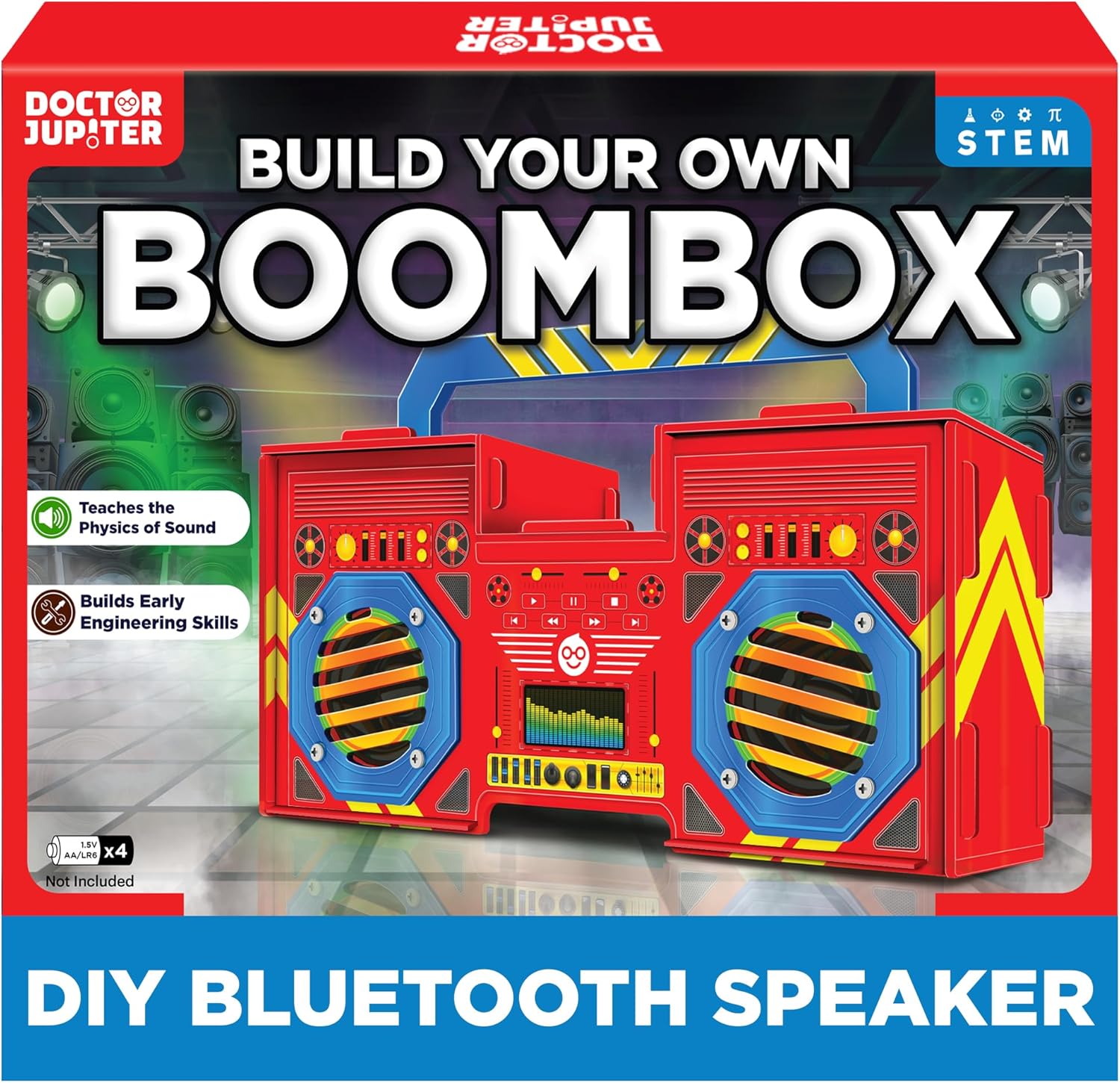 Doctor Jupiter Boombox, STEM Project DIY Bluetooth Speaker, Toy for Boys & Girls Ages 8+ | Birthday Gift Ideas for 8-9-10-11-12-13-14 Year Old Boys & Girls | Learning & Educational Kit
