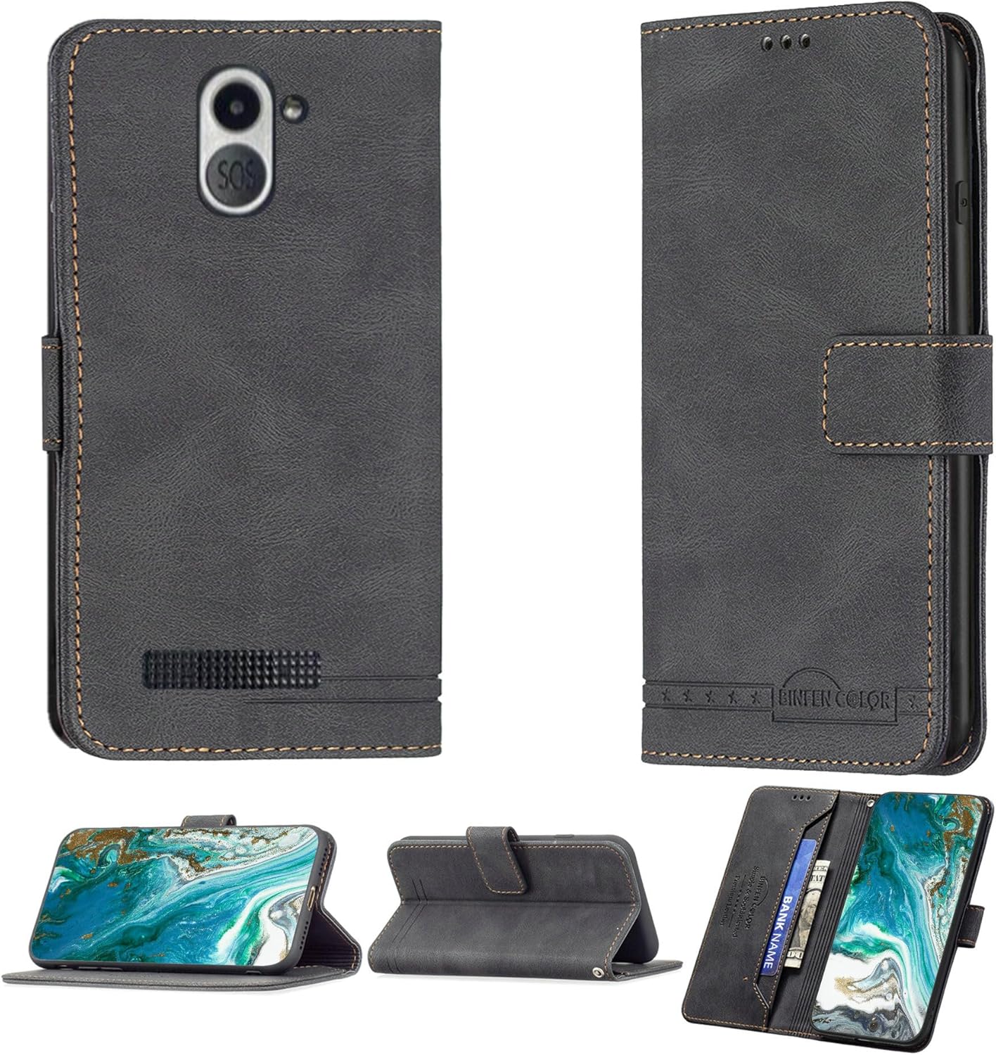 Aroepurt BERGSTROM H634 4G Case Compatible with BERGSTROM H634 4G Phone Case Cover Flip Stand Cover PU Leather BF09 Wallet Case Black