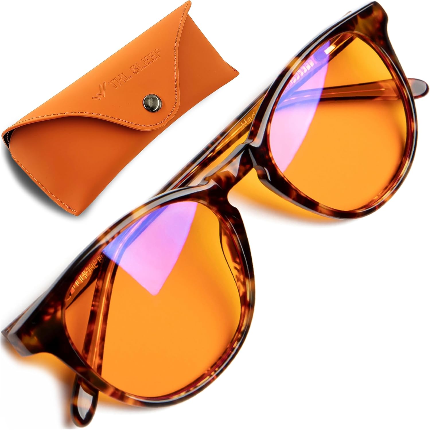 Orange Blue Light Blocking Glasses for Better Sleep - 99.5% Premium Acetate Amber Orange Computer Migraine Glasses for Women & Men - Amber fl 41 TV Gaming Blue Light Blockers for Eye Strain & Fatigue