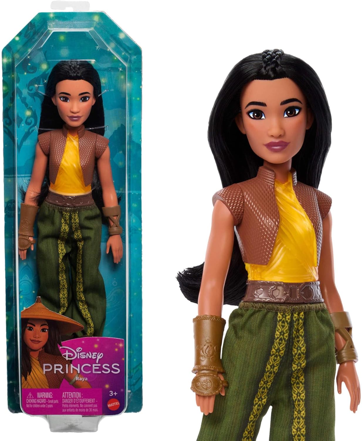 Mattel Disney Princess Dolls, Raya Posable Fashion Doll with Sparkling Clothing and Accessories, Disney Movie Toys, HLX22