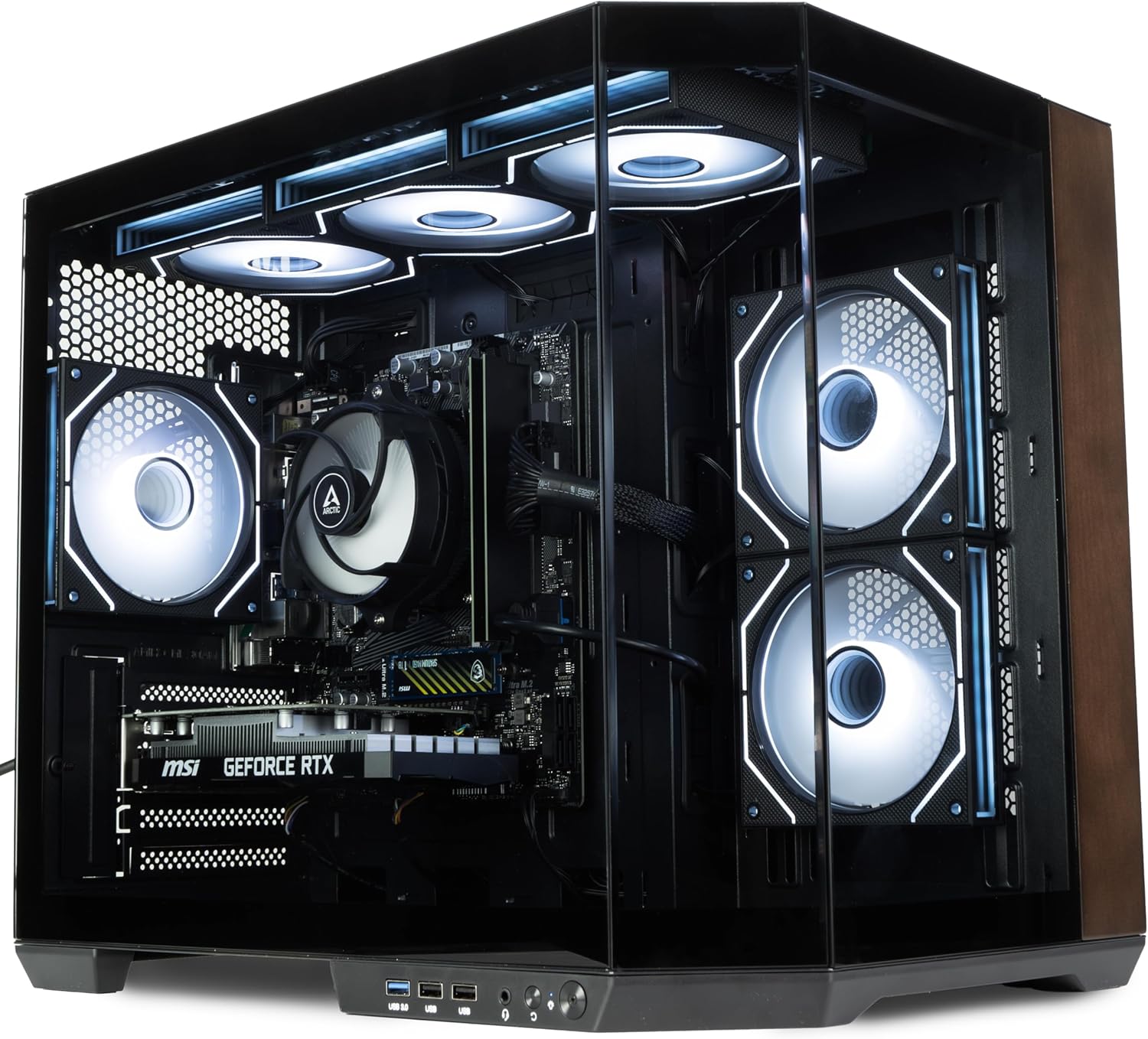 ionz Gaming PC - Ryzen 5 5500, Nvidia RTX 3050, 16GB RAM, 1TB NVMe SSD, Windows 11, 500W 80+ PSU, WiFi, Apex Ember Wood - Black