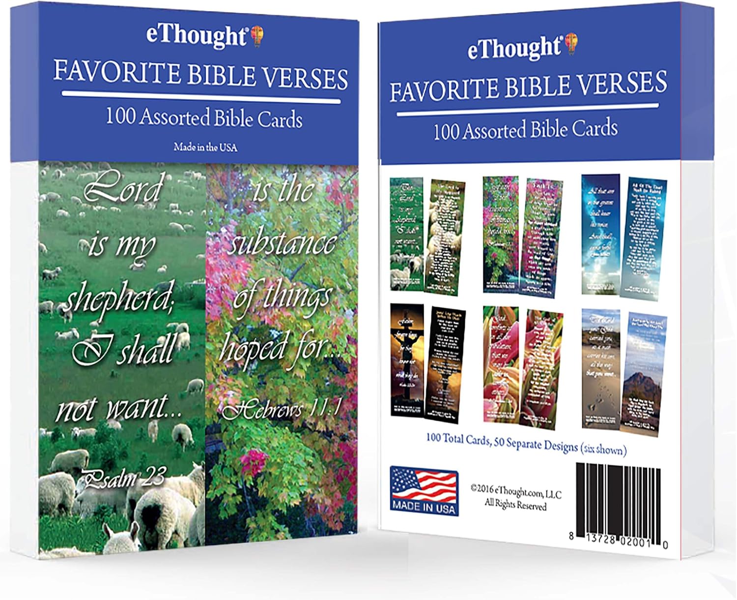 Favorite Bible Verses - 50 Designs - Pack of 100 Bible Reference Cards (2"x6") - Perfect for Sharing Your Faith, Bible Study, Encouragement, Church, and Gifts