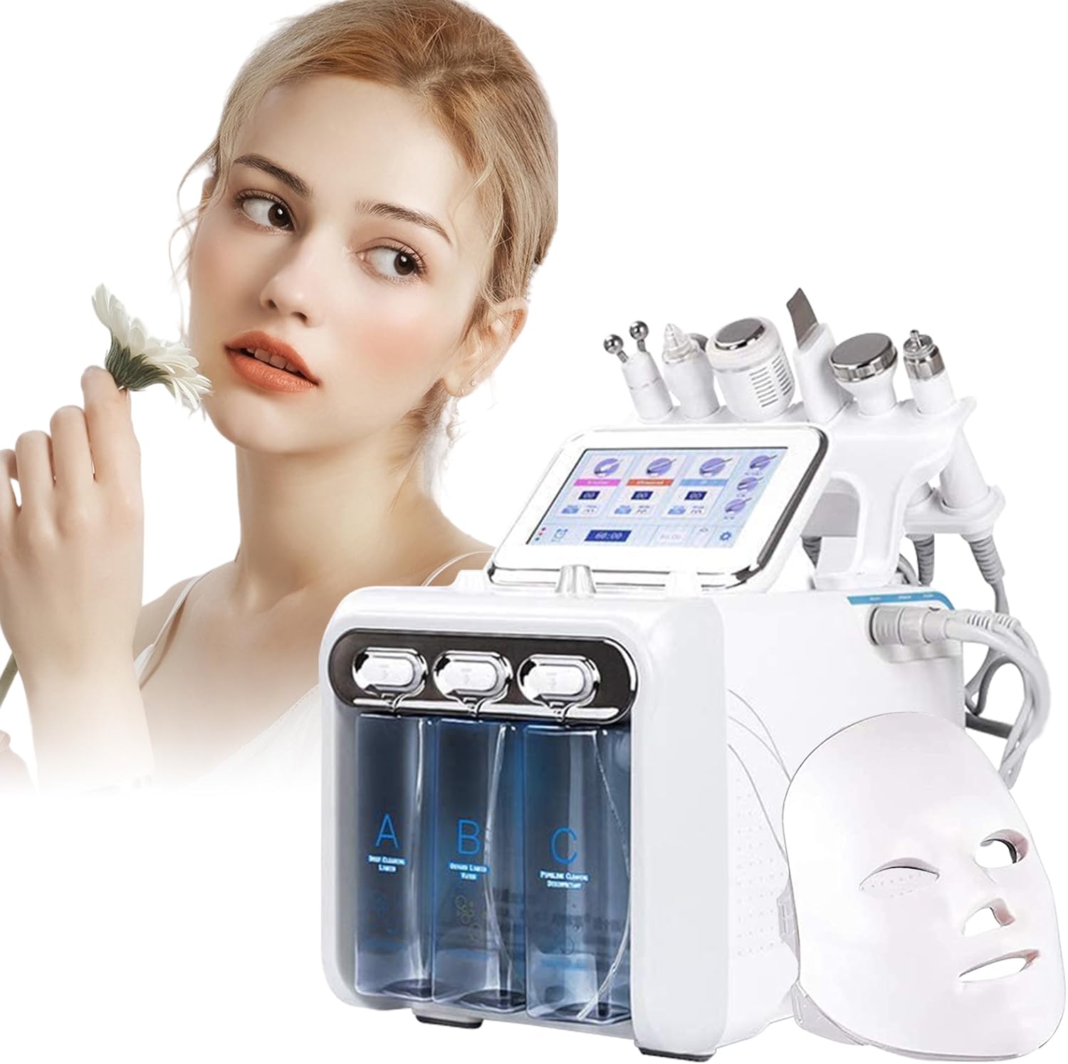 OUENGK Hydrogen Facial Beauty Machine, 7 in 1 Professional Hydro Facial Machine Hydra-Dermabrasion Facial Sprayer Skin Machine Small Bubble Device for Home Spa Salon