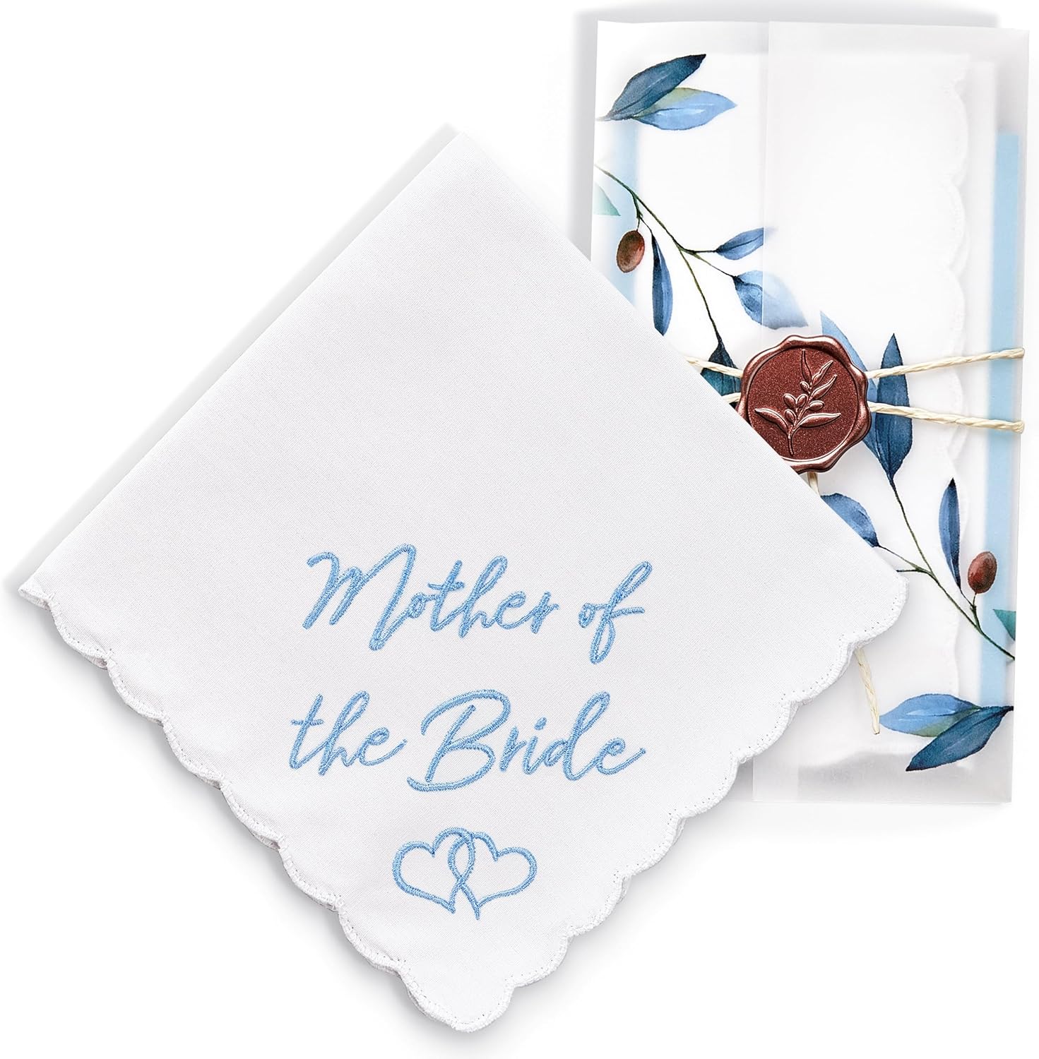 W&F GIFT Wedding Handkerchief - 12' x 12' - Something Blue for Bride on Wedding Day - Fun Wedding Gifts