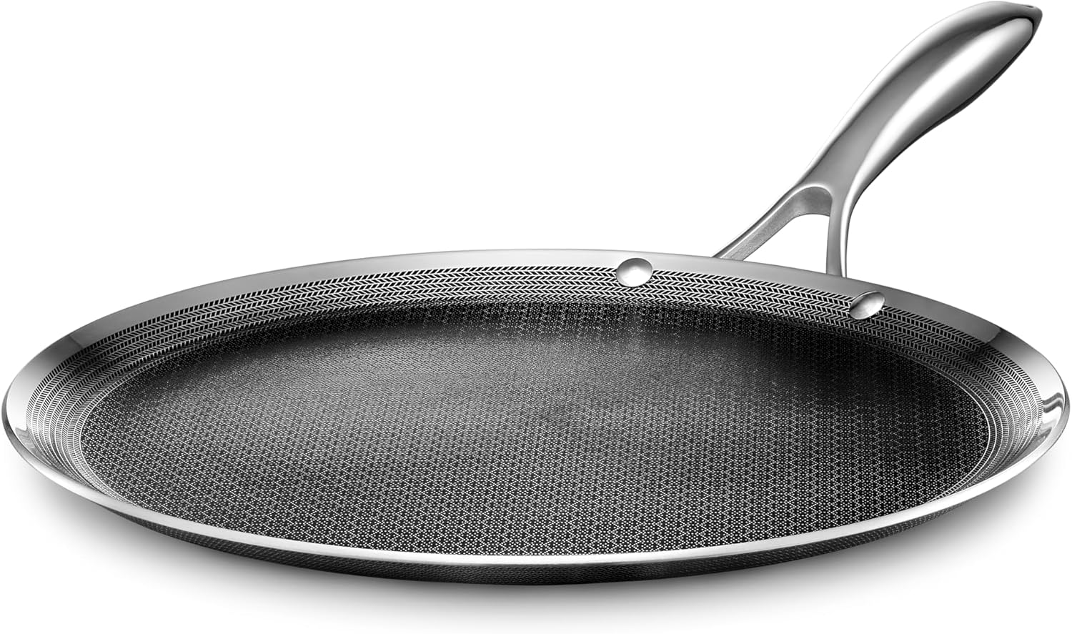 HexClad Hybrid Nonstick Griddle Pan, 12-Inch, Stay-Cool Handle, Dishwasher and Oven Safe, Induction Ready, Compatible with All Cooktops