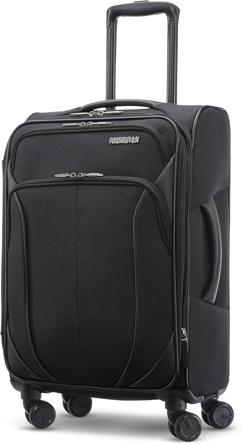 American Tourister 4 KIX 2.0 Expandable Softside Luggage with Spinner Wheels, 20 SPINNER, BLACK