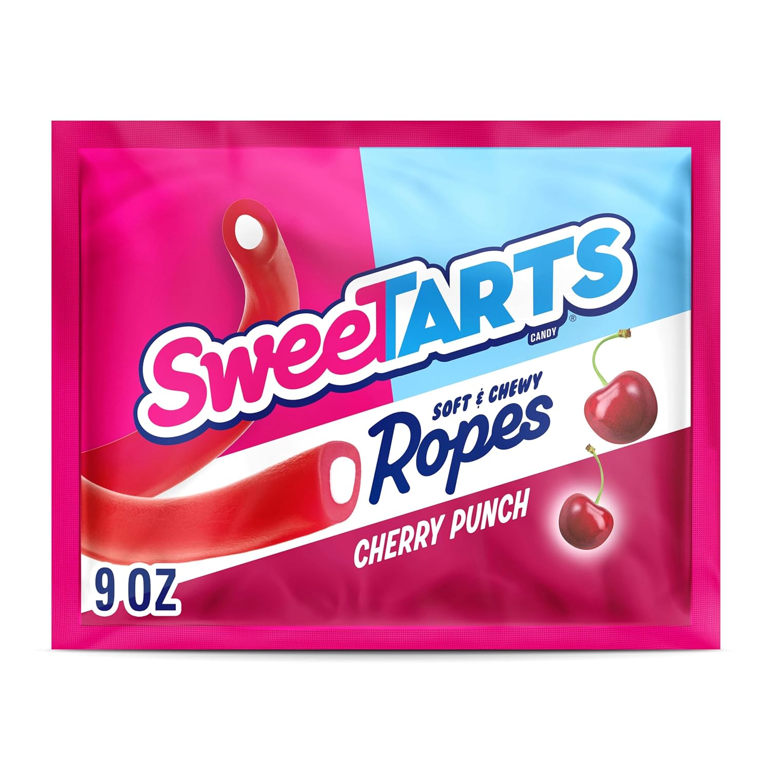 SweeTARTS Ropes Cherry Punch Candy, Soft & Chewy, 9 oz