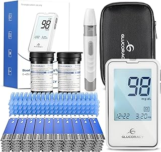 Blood Glucose Monitor Kit with 100 Blood Sugar Test Strips & Lancets, Glucometer, Lancing Device, Travel Case, Diabetic Home Testing Kit