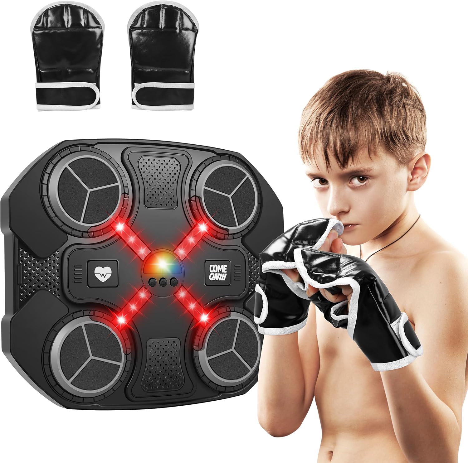 Music Boxing Machine for Kids and Adults,Wall Mounted Bluetooth Punching Pad with Boxing Gloves,Home Gym Boxing Equipment Stress Relief, Sport Toys Gifts for Men Boy Girl Teen 6,7,8,9,10+ year old