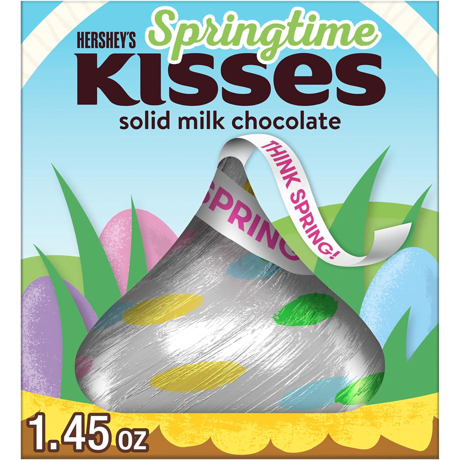 HERSHEY'S KISSES Solid Milk Chocolate, Easter Candy Gift Box, 1.45 oz