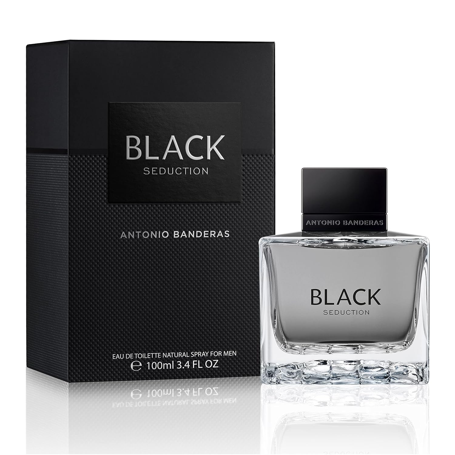 Banderas Antonio Perfumes - Black Seduction - Eau de Toilette Spray for Men - Long Lasting - Elegant, Masculine and Sexy Fragance - Amber Woody Scent- Ideal for Special Events - 3.4 Fl Oz