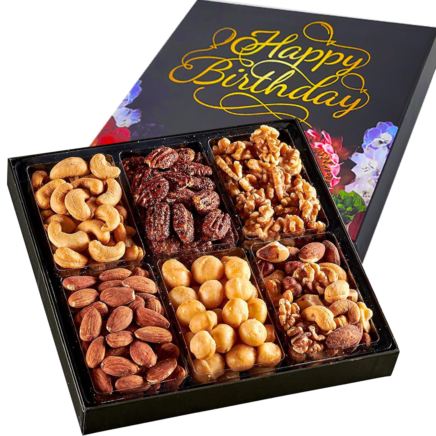 Happy Birthday Nuts Gift Basket, Gourmet Snack Box,in Elegant Box, Gift Set Birthday Party, For Men and Women. Kosher, Snackberry (Assortment #2)