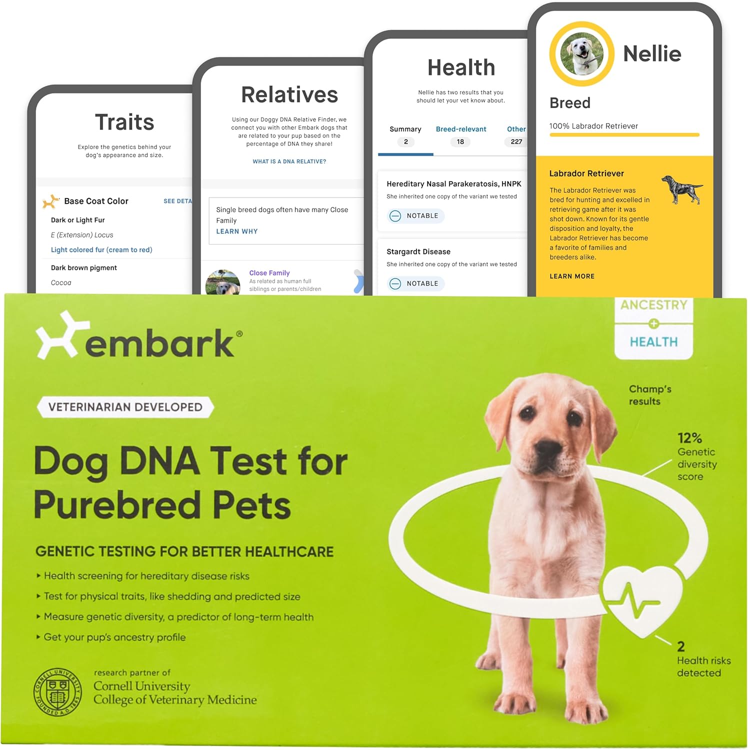 Embark Purebred Kit - Dog DNA Test - Health, Traits, Genetic Diversity Score (COI), Breed Confirmation