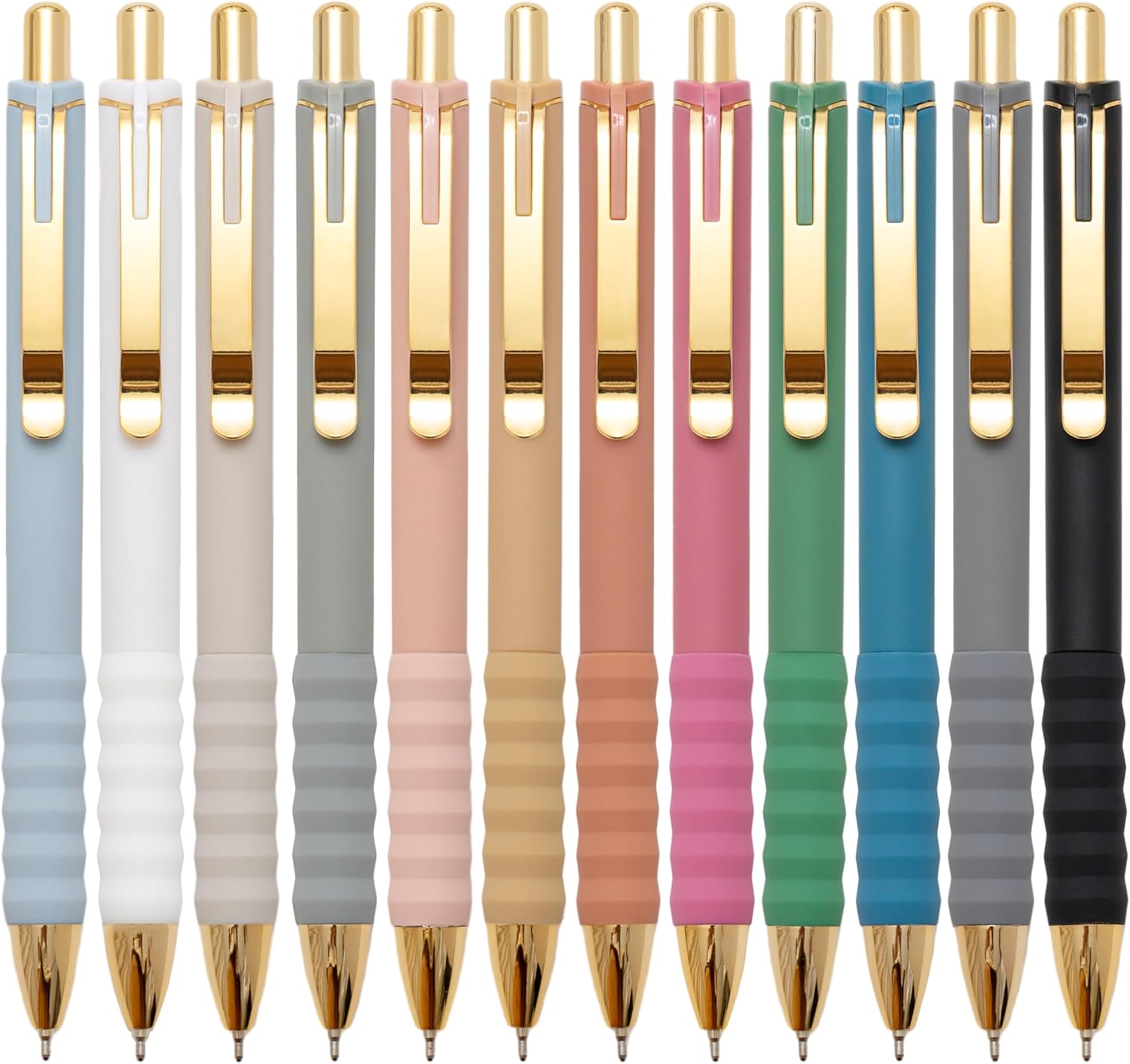 Linbsunne Ballpoint Pens Black Medium Point 1mm with Super Soft Grip Ball Point Pen for Men Women Retractable(style2, 12 pcs)