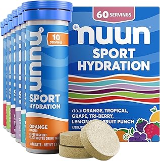 Nuun Sport Electrolyte Tablets - Dissolvable in Water, Variety Pack, 5 Essential Electrolytes for Hydration, 1g Sugar Drink Mix, Vegan, Non-GMO, 6 Pack (60 Total Servings)