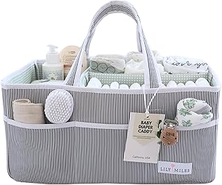 Lily Miles Baby Diaper Caddy - Large Organizer Tote Bag for Baby essentials Boy or Girl - Baby Shower Basket - Nursery Must Haves - Registry Favorites - Newborn Caddie Car Travel