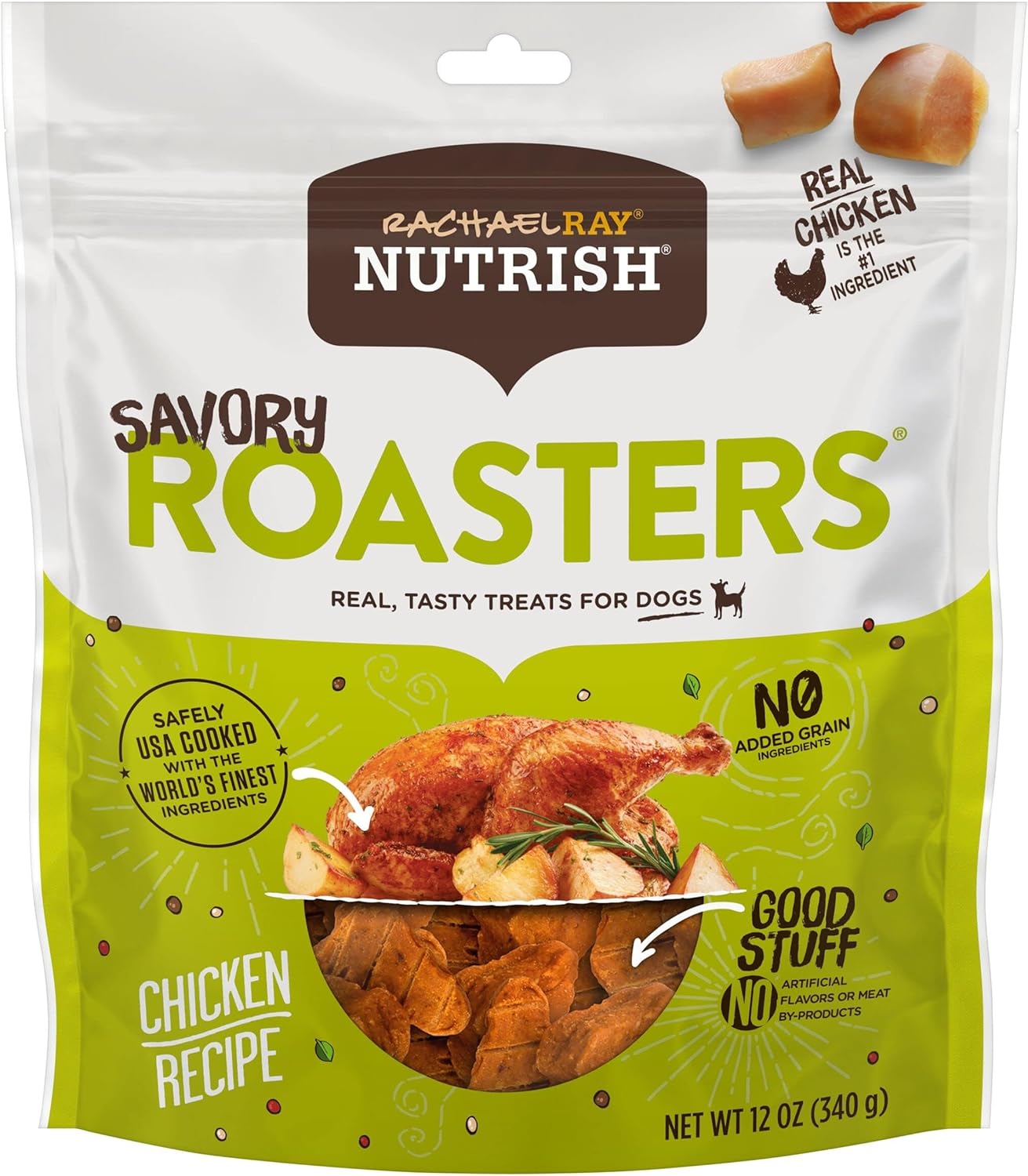 Rachael Ray Nutrish Savory Roasters Real Meat Dog Treats, Roasted Chicken Recipe, 12 Ounces, Grain Free