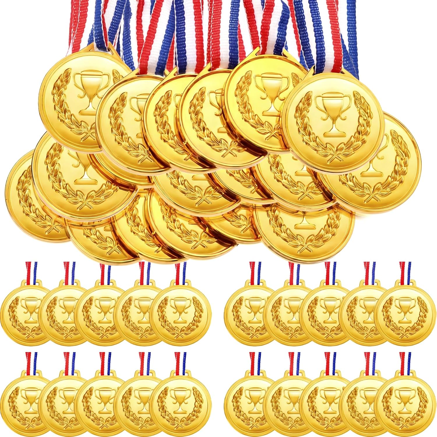 Hicarer 30 Pieces 2.36 Inch Plastic Gold Medals for Awards