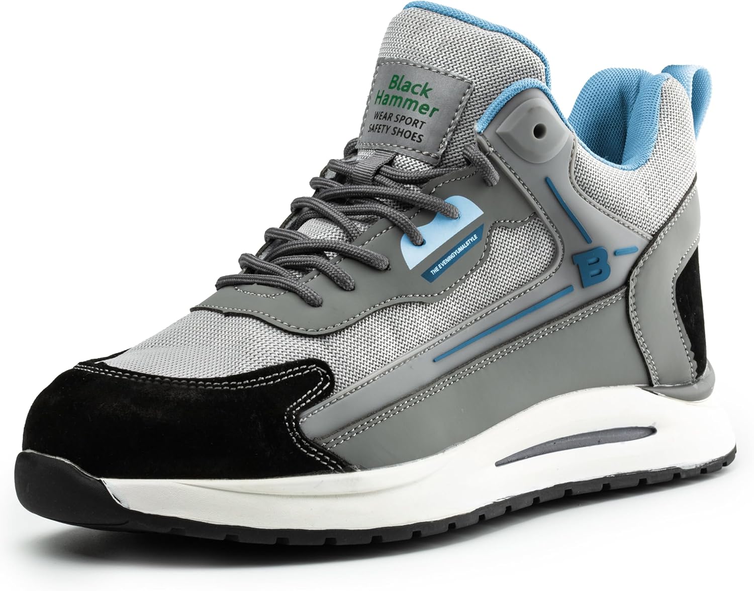 Black Hammer Men's Safety Trainers Lightweight Water-Resistant Non-Slip Outdoor Work Shoes with Midsole Protection Ideal for Warehouse Trekking & Professional Utility Job Vapour S1P SRC Black