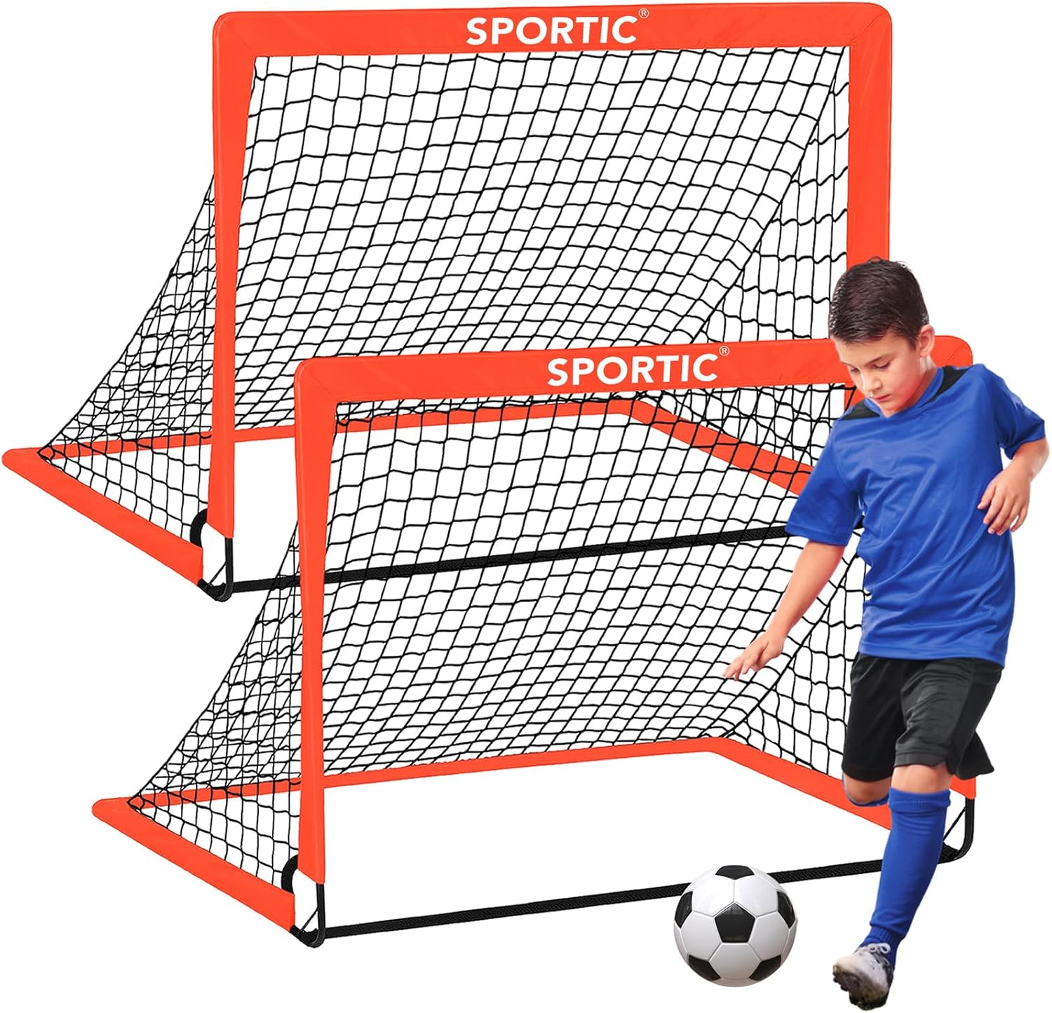 2 Pack 4' x 3' Soccer Goal Net Set, Pop Up Kids Practice Soccer Goals for Indoor and Outdoor.Portable Soccer Net with Carrying Bag & Ground Pegs, Perfect for Backyard, Field, Court