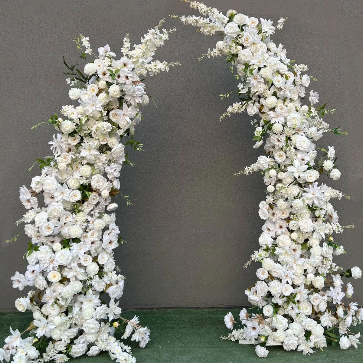 liliiy Half Moon Wedding Arch Stand, 4.9/5.9FT Curved Design Flower Balloon Frame, Arch Photography Backdrop Stand for Wedding Party Birthday Decor,White