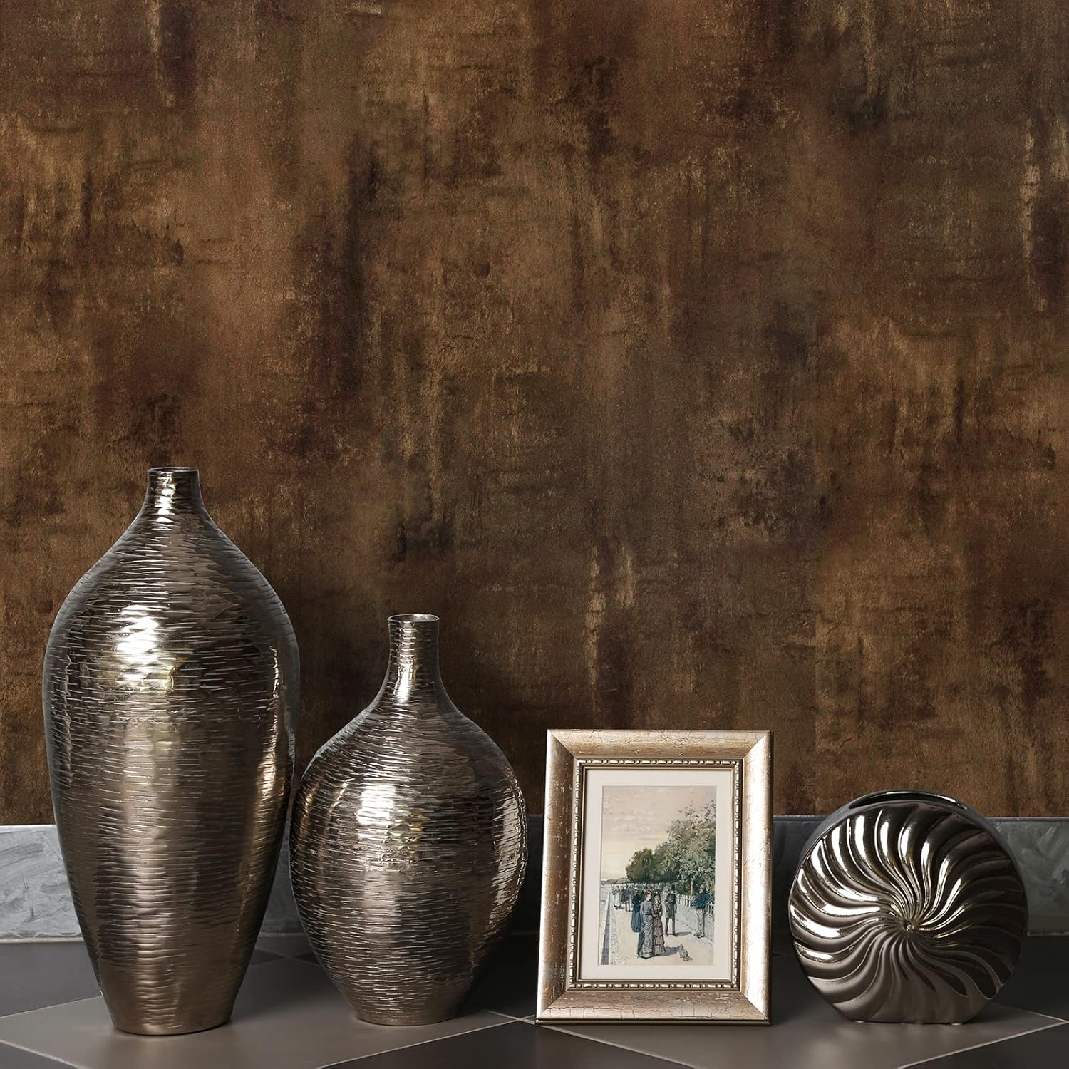 CHIHUT 17.7"x236" Brown Concrete Contact Paper for Walls Self Adhesive Removable Faux Concrete Peel and Stick Wallpaper Matte Textured Industrial Cement Wallpaper for Kitchen Countertops Furniture