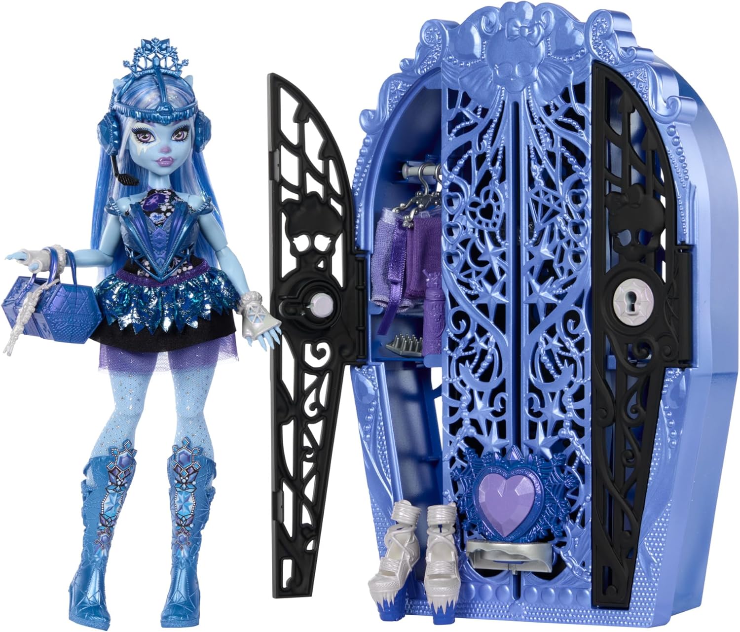 Monster High Skulltimate Secrets Doll & Accessories Set, Monster Mysteries Abbey Bominable with Dress-Up Closet & 19+ Surprises including Clothes, HXH87