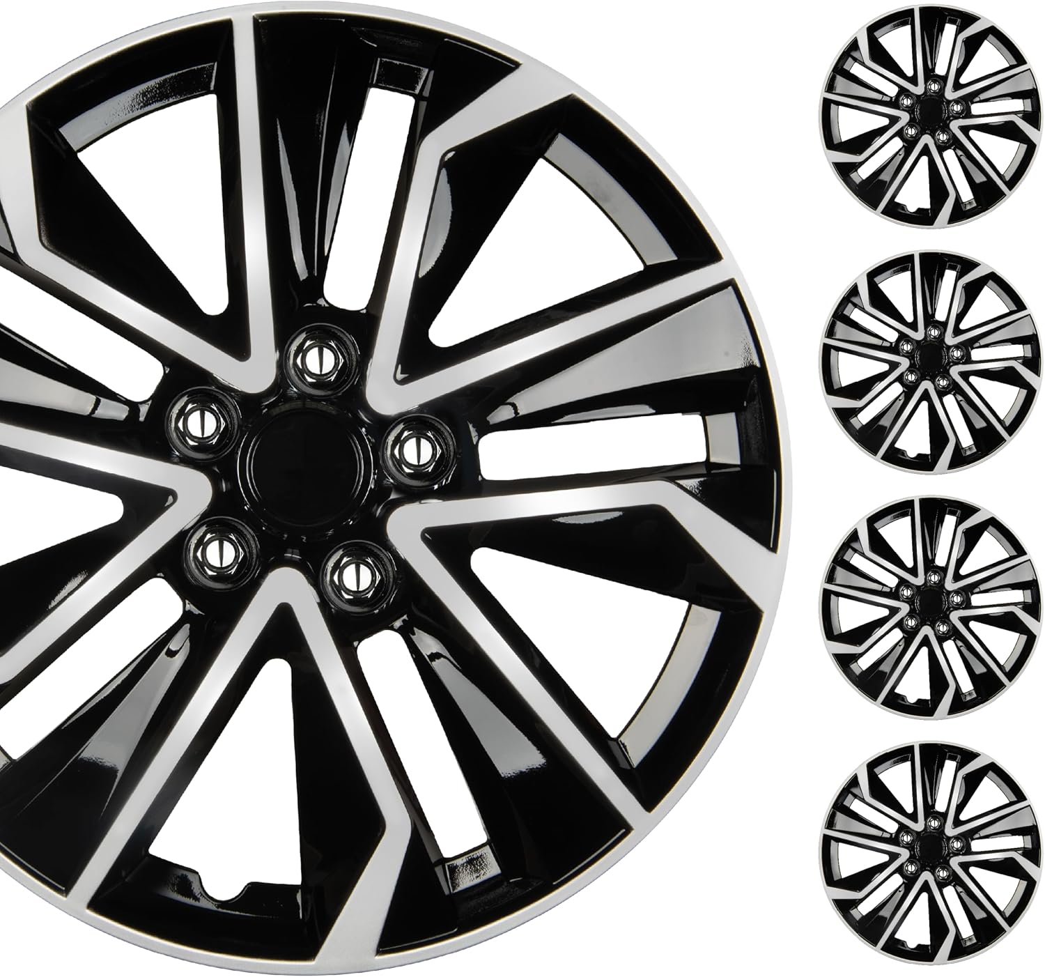 BDK 16 Inch Hubcaps Set of 4 – OEM Replacement Snap-On Wheel Rim Covers - Universal Fit Car Wheel Cover for Cars, Trucks, SUV, Vans Durable ABS Black & Silver 10-Spoke Hub-Cap Car Accessories Exterior | Universal Fit Car Wheel Cover for Cars, Trucks, SUV, Vans Durable ABS Black Silver 10-Spoke Hub-Cap Car Accessories Exterior