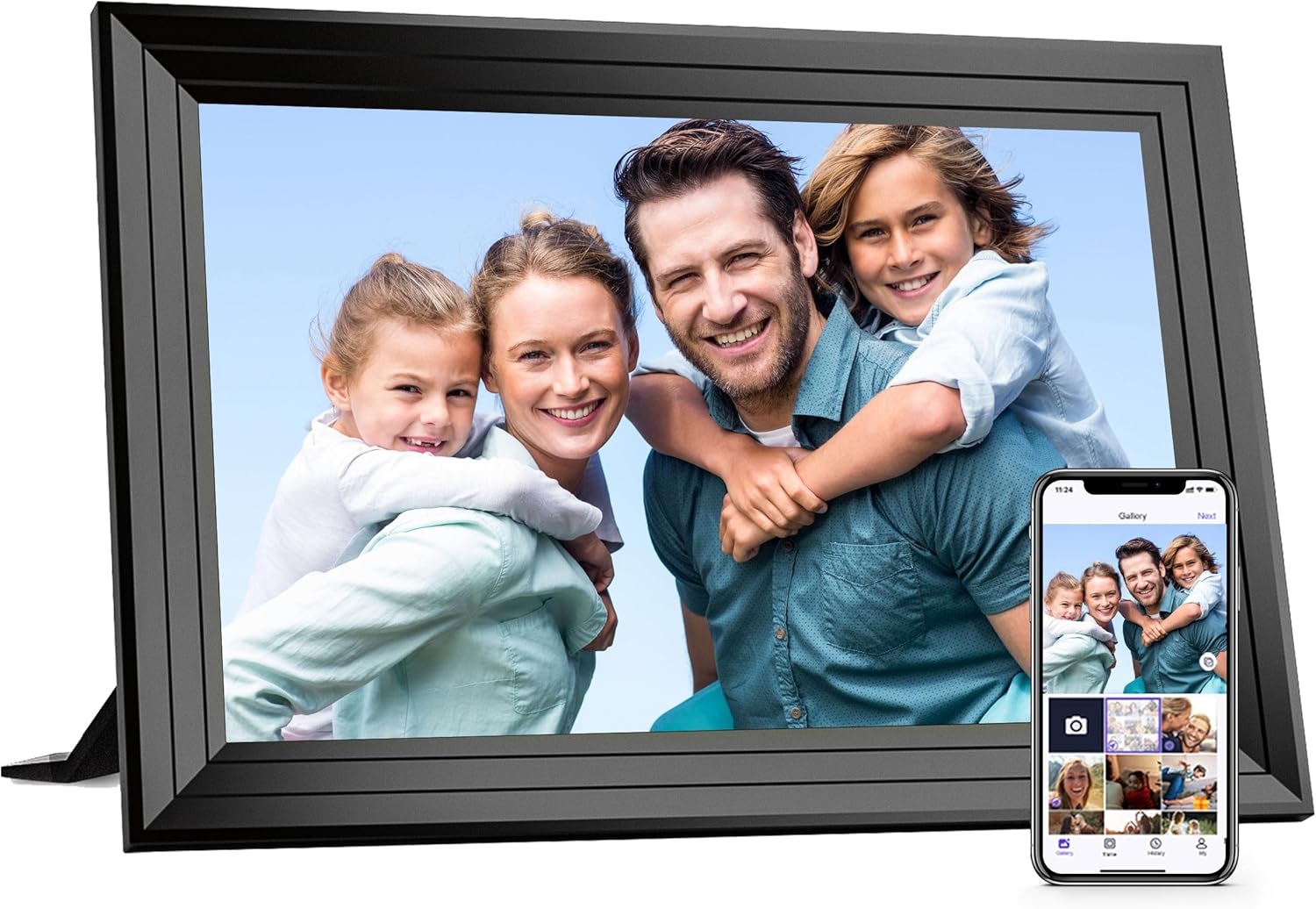 10.1 Inch Uhale Digital Picture Frame WiFi, HD IPS Touch Screen Photo Frame Electronic with 16GB Memory, Auto-Rotate, Wall Mountable, Share Photo/Video Instantly via App from Anywhere
