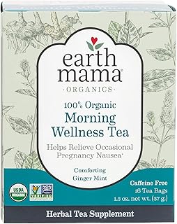 Earth Mama Organic Morning Wellness Tea Bags for Occasional Morning Sickness, 16-Count (2-Pack)