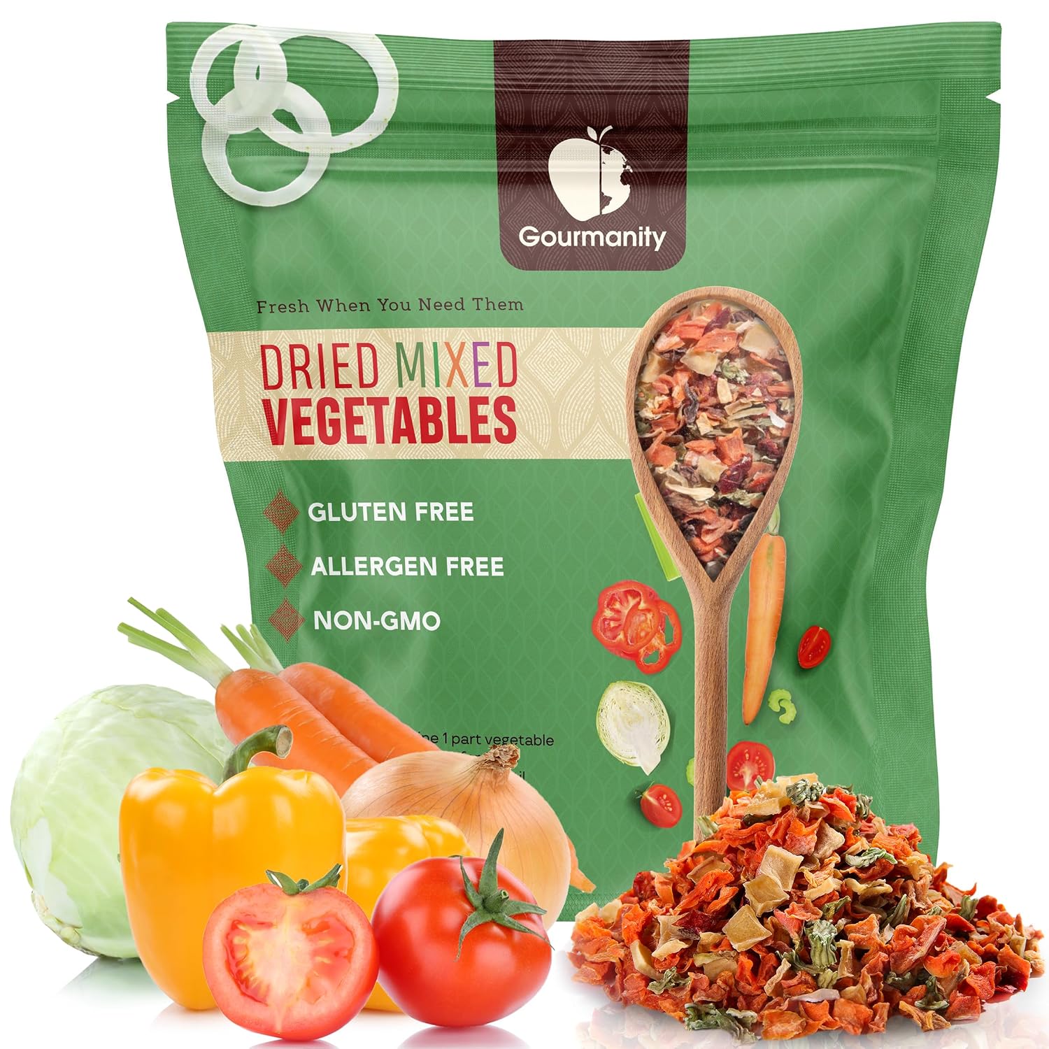 5lb Tasty Vegetable Soup Blend, Dehydrated Vegetables for Ramen Toppings, Stews, and Emergency Food, Bulk Resealable Bag, All Natural and Non GMO