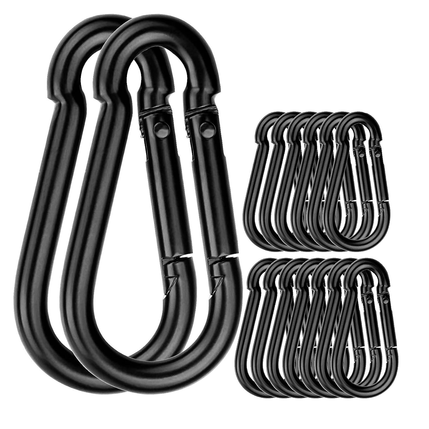 ASelected 15 Pack Spring Snap Hooks, Heavy Duty Carbon Steel Carabiner Clip, Capacity 500Lbs 5/16”x3”Quick Link Buckle Clip for Camping, Fishing, Hiking, M8 Key Chain Carabiner for Swing and Hammock