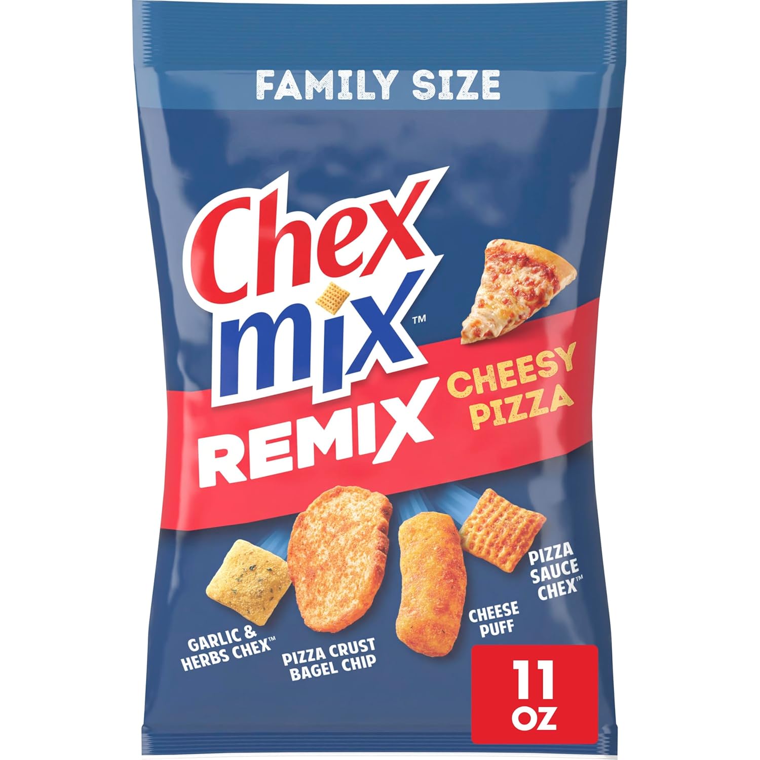 Chex Mix Remix Cheesy Pizza Snack Mix, Snacks, Family Size, 11 oz