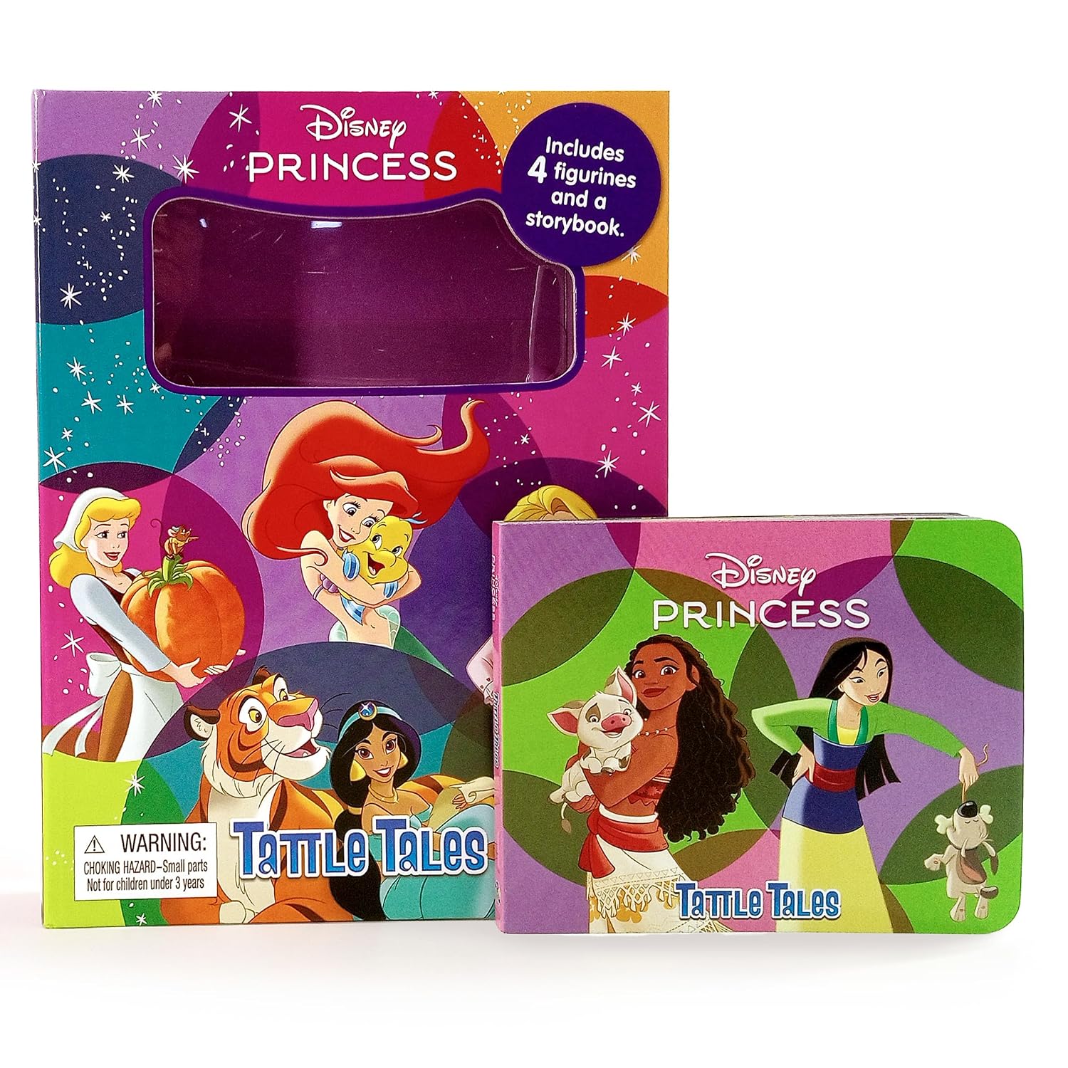 Disney Princess Tattle Tales - Activity Books for kids, 12-page storybook, 4 figurines